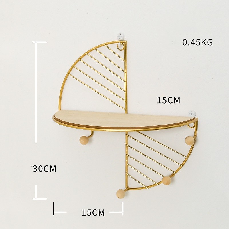 Metal Wall Art Decoration Shelf Hallway Wall Hanging Shelves for Living Room Artcrafts Features Display Rack Flower Pot Holder Tray Without Light2