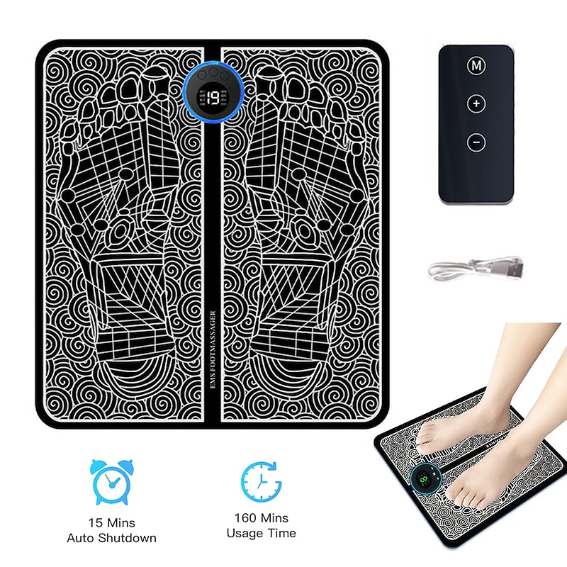 EMS Pulse Electric Foot Massager Foot Therapy Machine Foot Pad Intelligent Acupuncture Foot Massage Pad Mat Muscle Stimulation