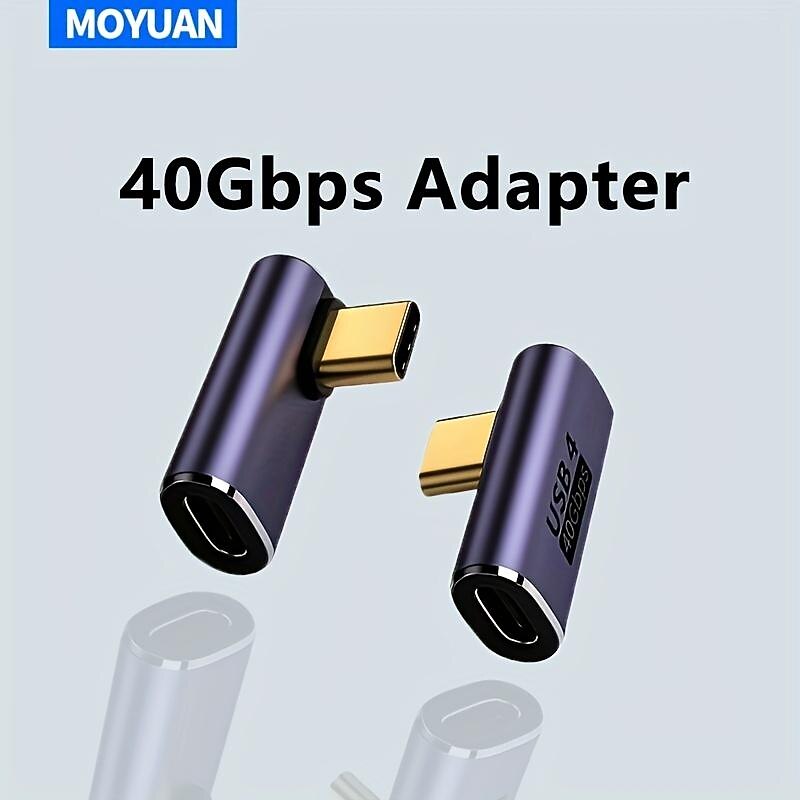 USB C Adapter,90 Degree Right Angle , Type C Male To Female Adapter Extender Support 100W Fast Charging 40Gbps Data Transfer 8K@60Hz Video Output For Laptops, Tablets, Mobile Phones