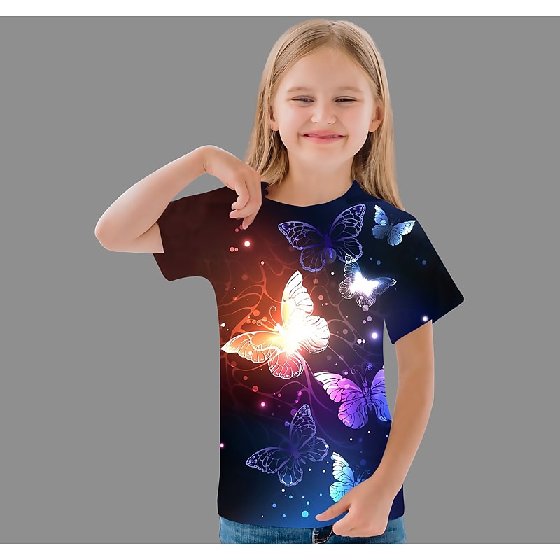 Girls' 3D Graphic Mermaid T shirt Tee Short Sleeve 3D Print Summer Spring Active Fashion Cute Kids 3-12 Years Outdoor Casual Daily Regular Fit4