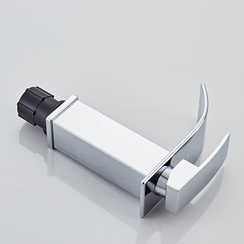 Waterfall Bathroom Sink Mixer Faucet, Washroom Mono Basin Taps Single Handle Deck Mounted Chrome Black Brushed, with Cold and Hot Hose Monobloc Water Tap2