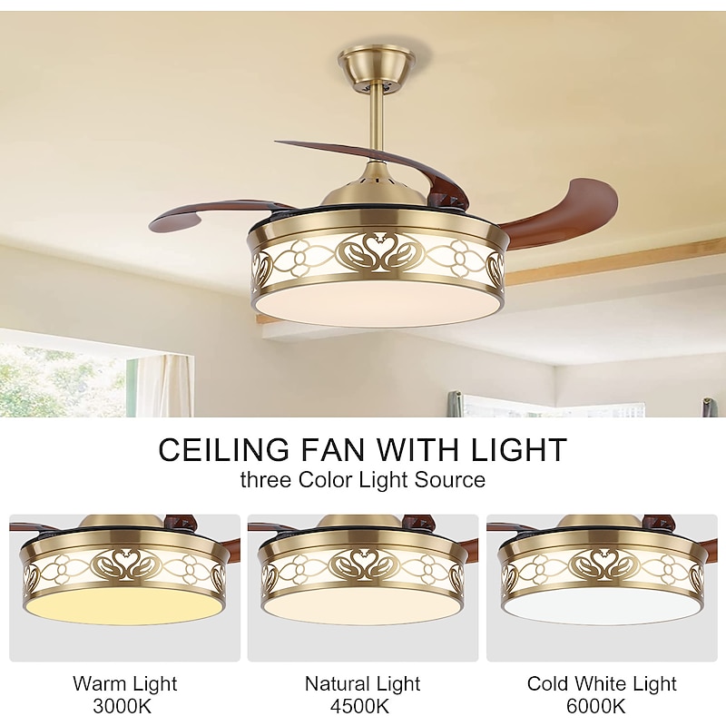 Ceiling Fan with Light Circle Design App & Remote Control Crystal 50cm Dimmable 6 Wind Speeds Modern Ceiling Fan for Bedroom, Living Room, Small Room 110-240V4