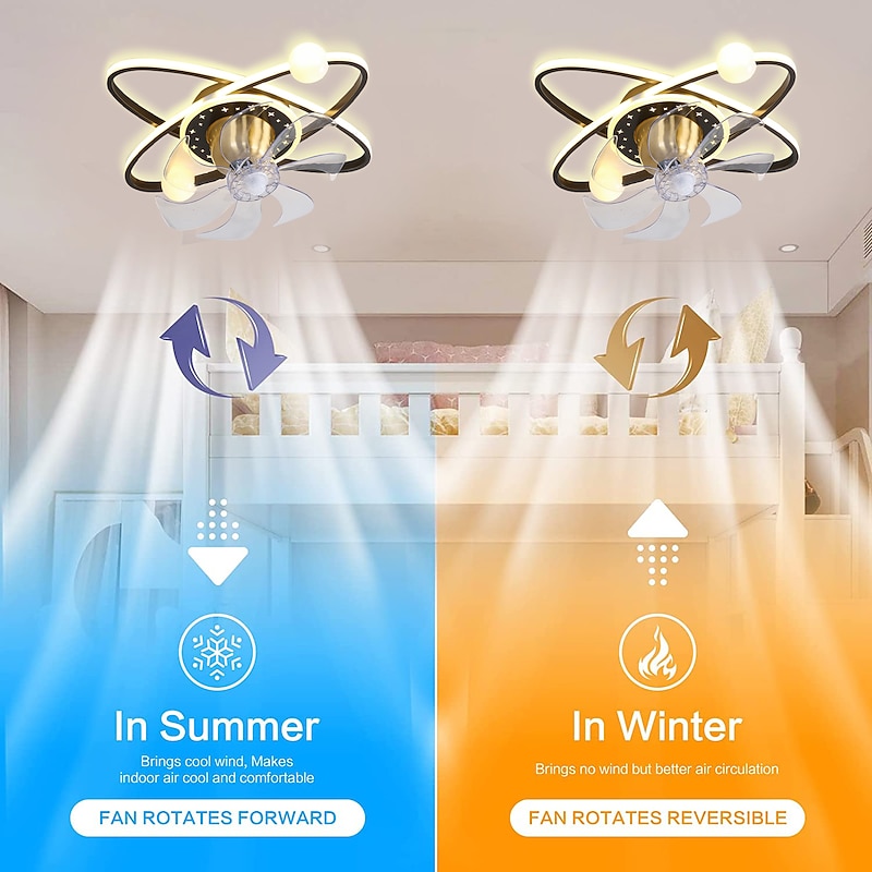 Ceiling Fan with Light Dimmable Circle Design Crystal 57cm 6 Wind Speeds Modern Ceiling Fan for Bedroom, Living Room App & Remote Control 110-240V3