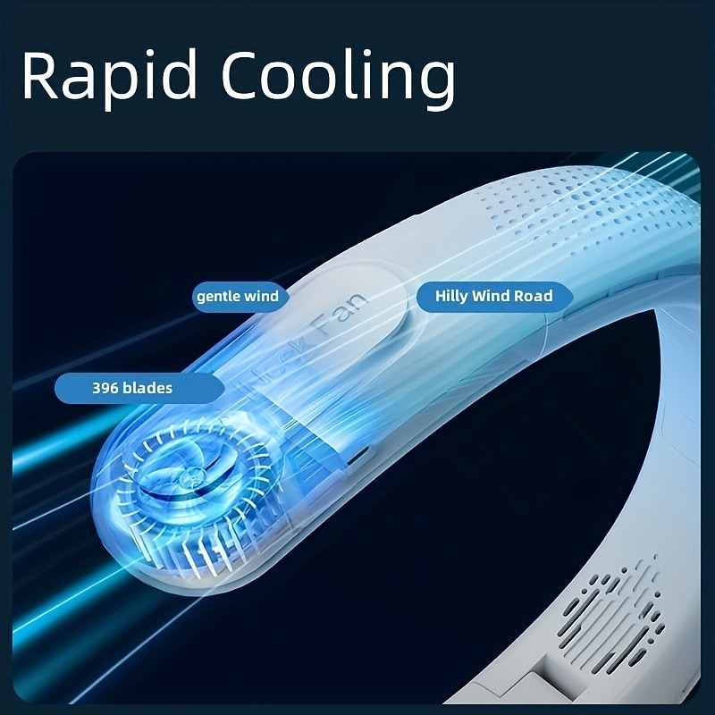 Foldable Neck Fan with 4000mAh Battery – USB Rechargeable Bladeless Cooling Fan with Quiet Operation for Outdoor Use3