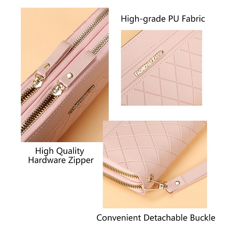 Long Women's Wallet Female Purses Tassel Coin Purse Card Holder Wallets Double Zipper Pu Leather Clutch Luxury Money Phone Bag3