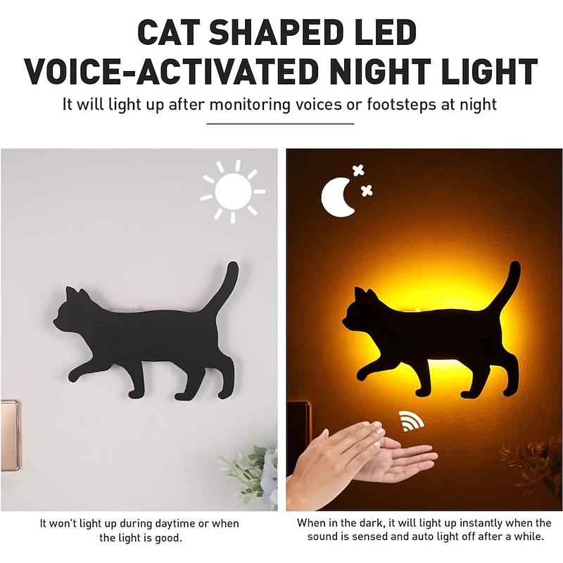 Led Sensor Night Light Animal Cat Sound Control Shadow Lamp Projection Light Wall Light For Kids Bedroom Home Decoration4