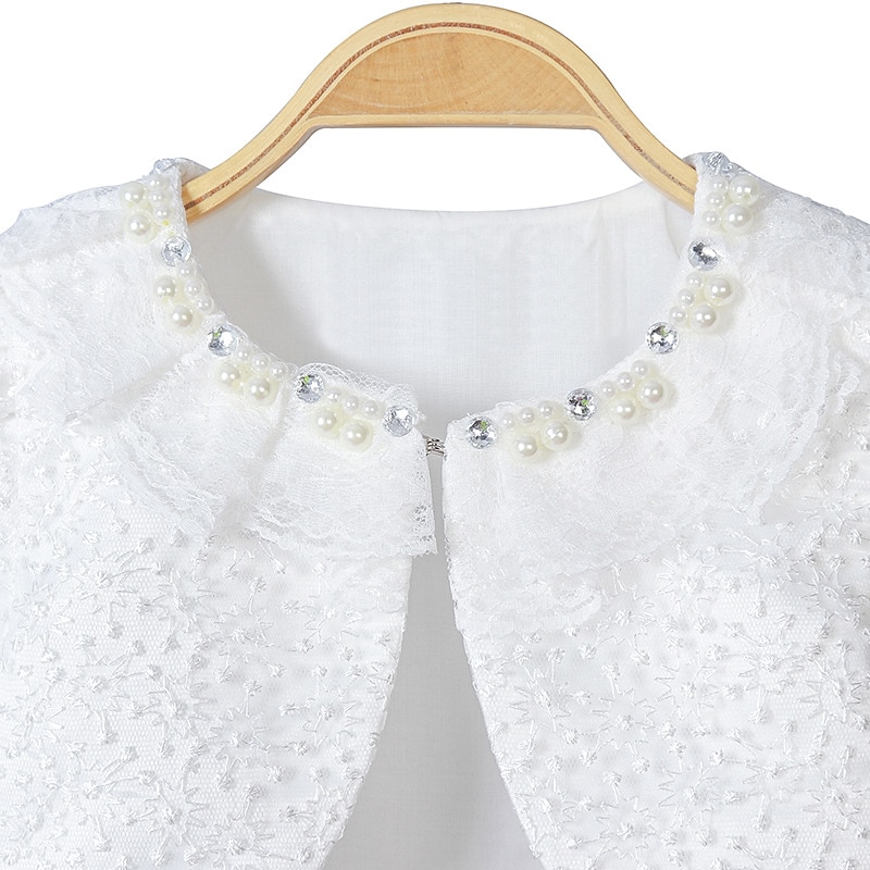 Kids Girls' Blazer Solid Color Fashion Rivet Lace Performance Cotton Coat Outerwear 3-13 Years Summer White2