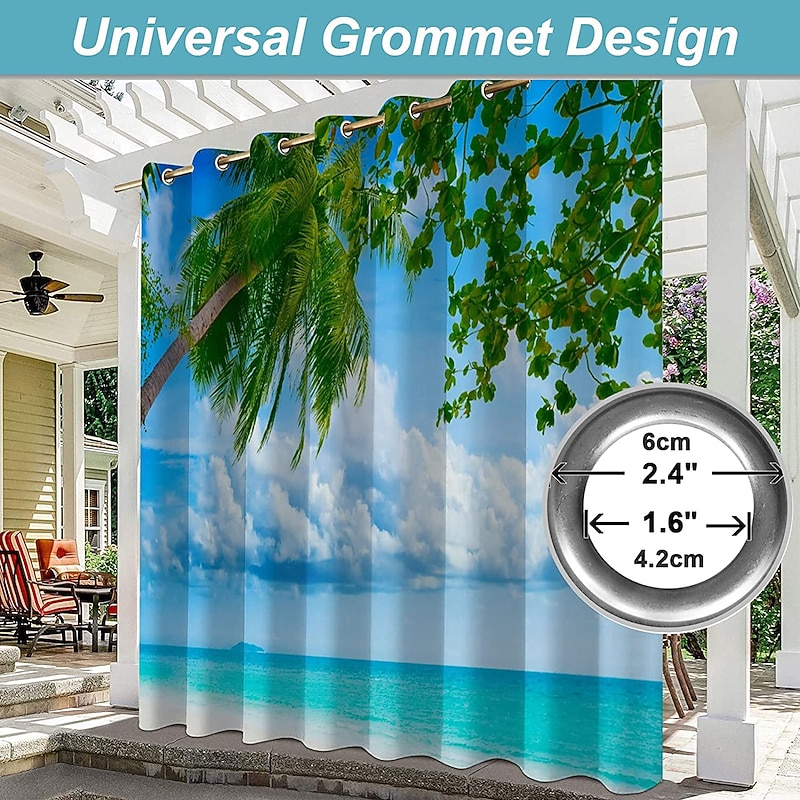 Waterproof Outdoor Curtain Privacy, Sliding Patio Beach Curtain Drapes , Pergola Curtains Grommet For Gazebo, Balcony, Porch, Party, Hotel, 1 Panel3