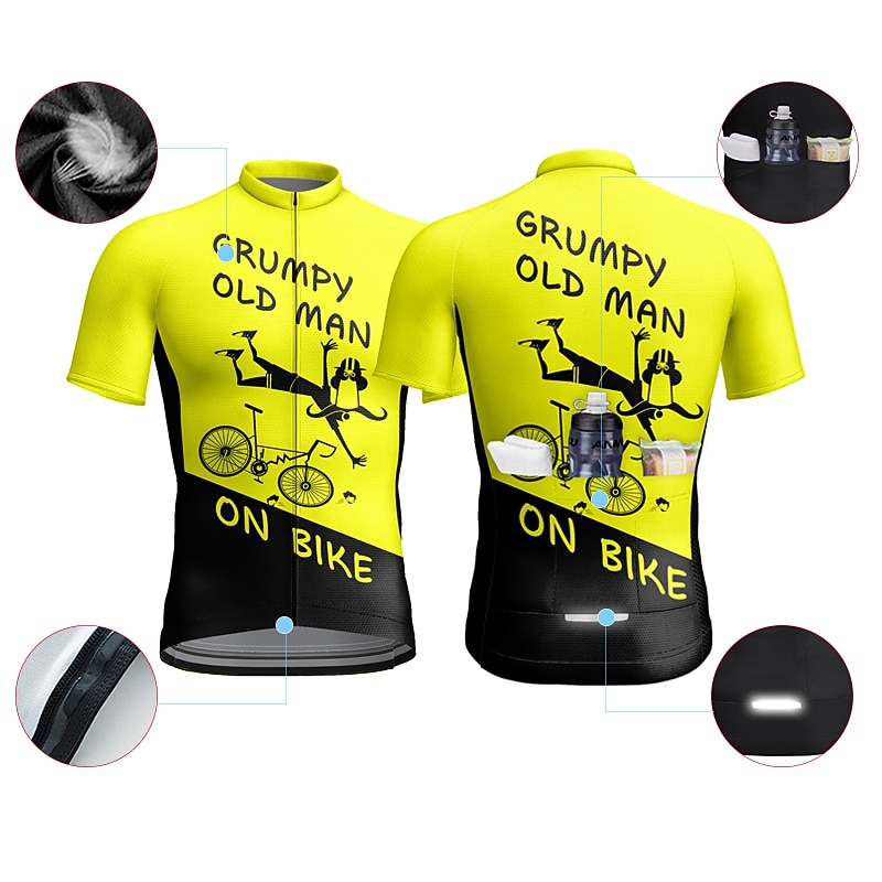 Men's Cycling Jersey Graphic Letter & Number Funny Short Sleeve Bike Top with 3 Rear Pockets Mountain Bike MTB Road Bike Cycling Quick Dry Reflective Strips Back Pocket Moisture Wicking Sports Dark2