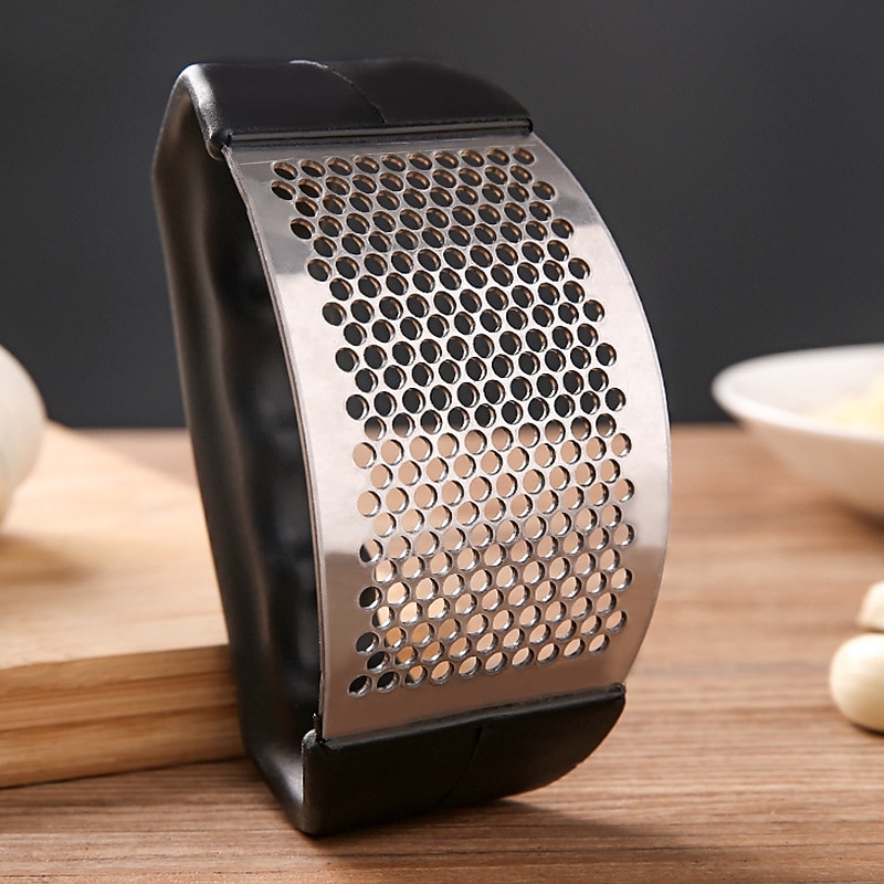 2PCS Stainless Steel Circular Garlic Press Kitchen Manual Garlic Masher Household Small Garlic Masher Garlic Ginger Sauce Garlic Masher2