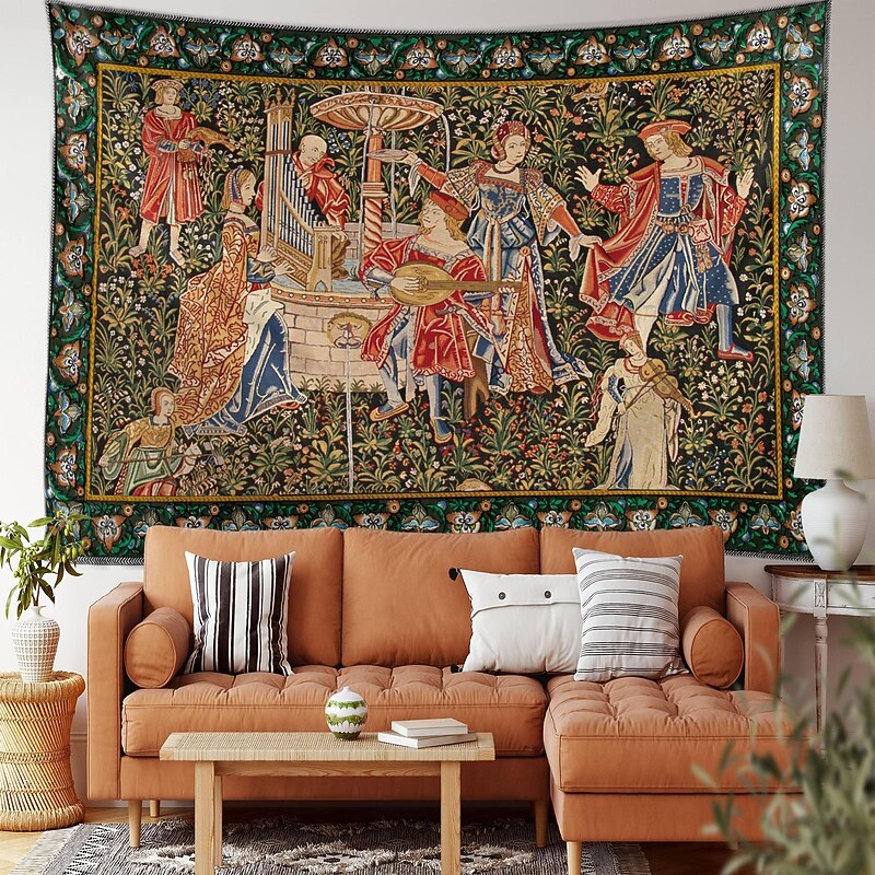 Medieval Painting Tapestry Middle Age Tapestry Wall Art Large Tapestry Mural Decor Photograph Backdrop Blanket Curtain Home Bedroom Living Room Decoration2