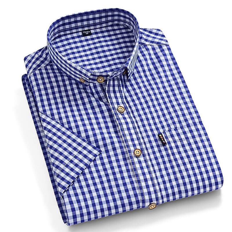 Men's Dress Shirt Button Down Shirt Stripes and Plaid Wedding Office & Career Black Red Dark Navy Blue Short Sleeve Turndown Spring & Summer Clothing Apparel2