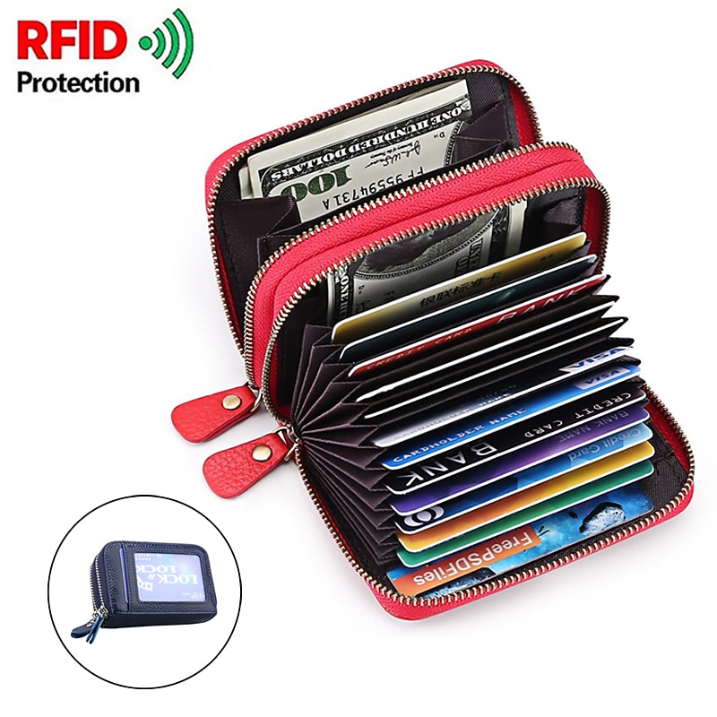 Credit Card Holder Wallet Genuine Leather Name Card Holder Luxury with Magnetic Shut Single Compartment for Women Men2
