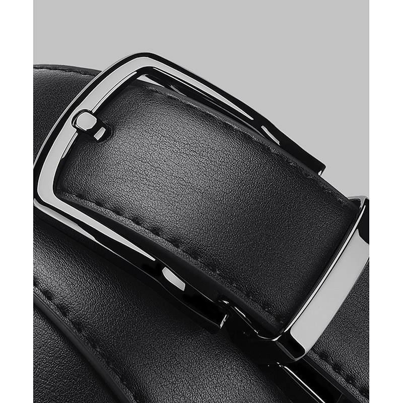 Men's Dress Belt Retro Casual Leather Belt Double-Sided Ratchet Belt Black Cowhide Alloy Pin Buckle Belt Stylish Gentleman2