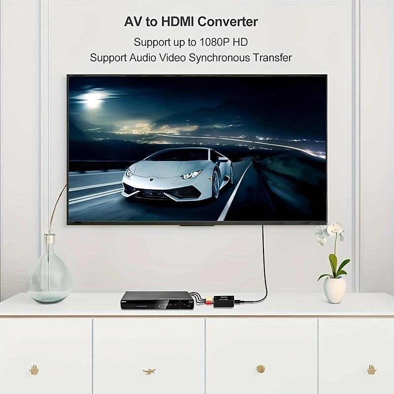 RCA To HDMI,AV To HDMI Converter1080P  Mini RCA Composite CVBS Video Audio Converter Adapter Supporting PAL/NTSC For TV/PC/ PS3/ STB/Xbox VHS/VCR/Blue-Ray DVD Players3