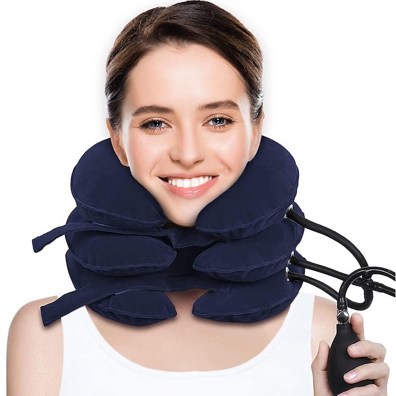 Cervical Neck Traction Device for Neck Pain Relief, Adjustable Inflatable Neck Stretcher Neck Brace, Neck Traction Pillow for Use Neck Decompression and Neck Tension Relief - Main Image