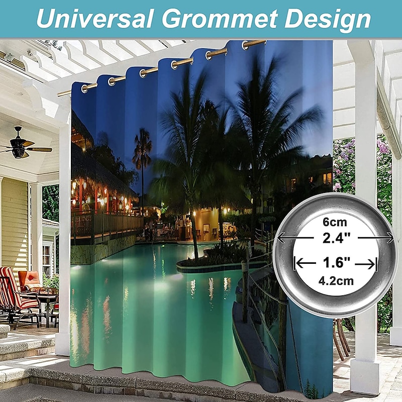 Waterproof Indoor Outdoor Curtains for Wedding Patio Thick Privacy Grommet Curtains for Wedding Bedroom, Living Room, Porch, Pergola, Cabana, 1 Panel2