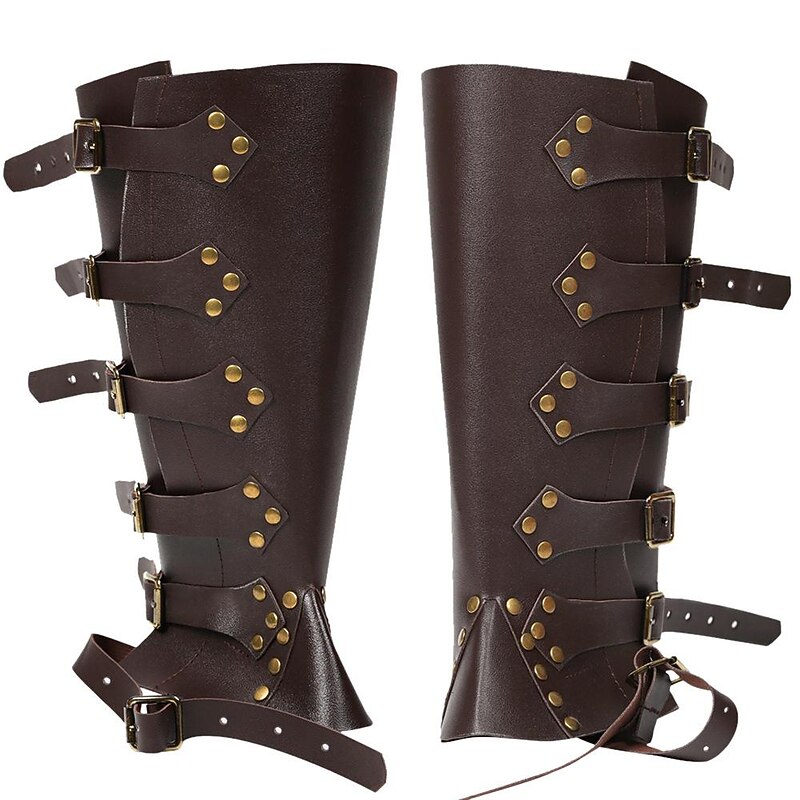 Retro Vintage Medieval Renaissance Armor Gaiters Boot Covers Warrior Knight Ritter Viking Fancy Dress Women's Unisex Viking Halloween Carnival Masquerade LARP Adults' Shoe Cover4