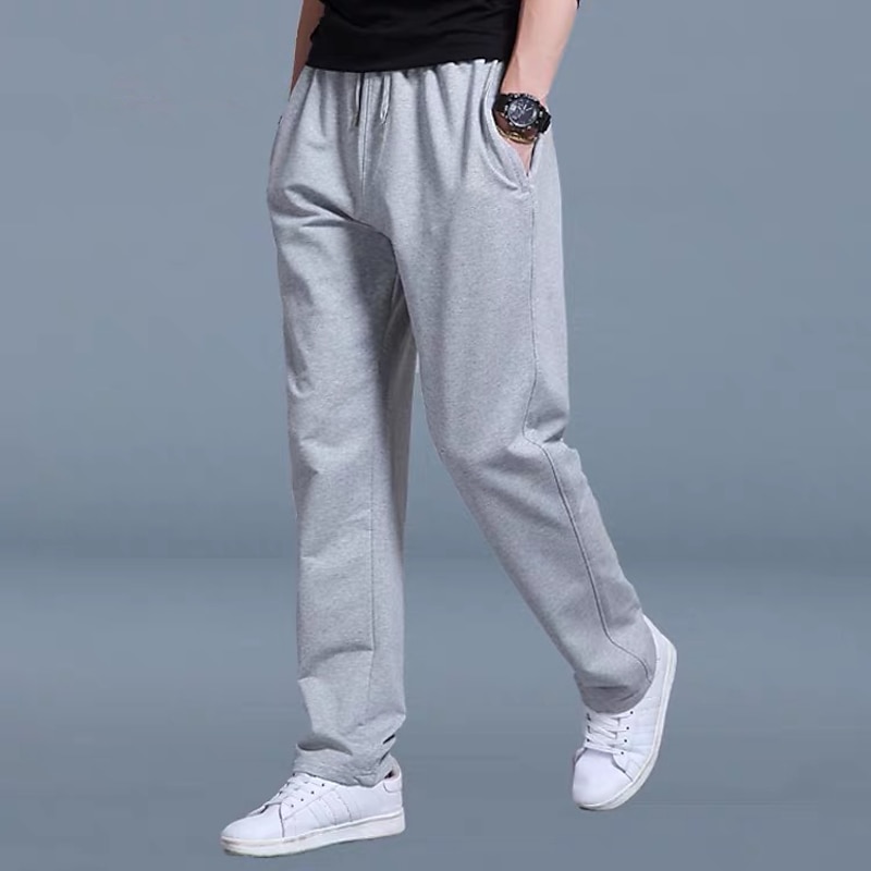 Men's Sweatpants Jogging Pants Straight Leg Sweatpants Sports Pants Elastic Waist Straight Leg Plain Outdoor Daily Streetwear Black Royal Blue Micro-elastic