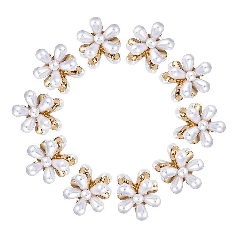 10pcs Mini Faux Pearl Claw Clip, Vintage Hair Clips With Daisy Flower, Sweet Artificial Bangs Clips Decorative Hair Accessories For Women Girls3