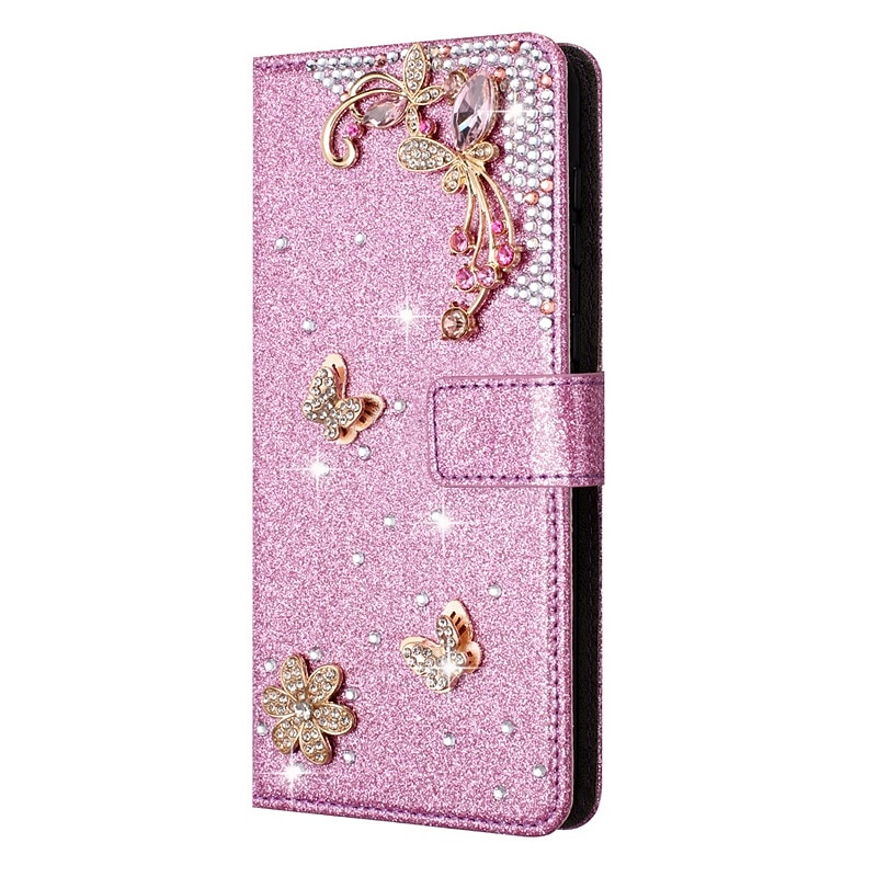 Phone Case For iPhone 17 Pro Max 17 Air 16 15 14 Pro Max Plus 16e 13 12 11 Pro Max Mini Wallet Case Flip Cover with Stand Holder Full Body Protective Bling Glitter Shiny TPU Rhinestone PU Leather3