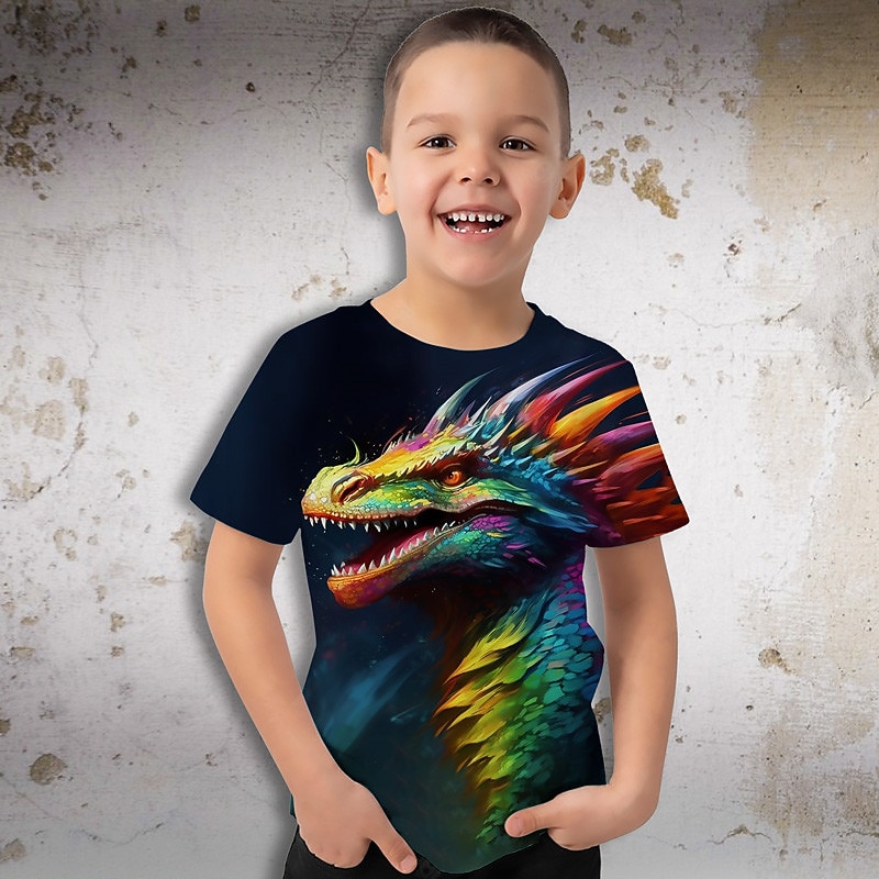 Boys 3D Graphic Animal Dragon T shirt Tee Short Sleeve 3D Print Summer Spring Active Sports Fashion Kids 3-12 Years Outdoor Casual Daily Regular Fit2