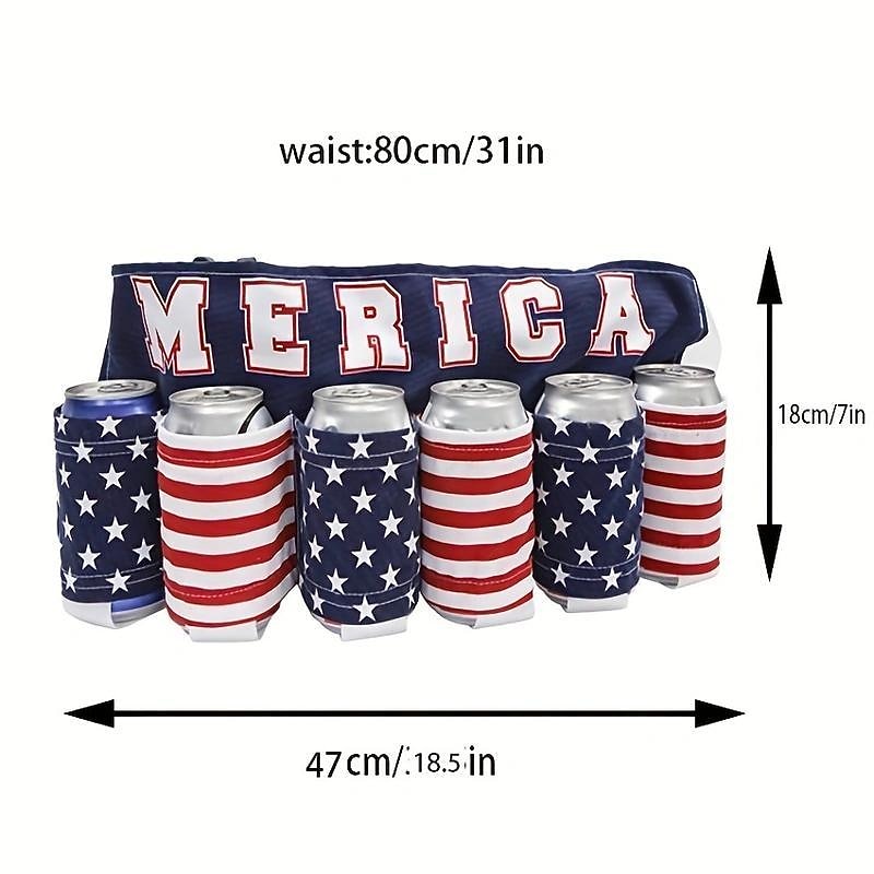 Independence Day Beer Belt, KEEP AMERICA DRUNK Beverage Beer Belt, Stripes And Stars Pattern USA Americana Patriotic Beer Belt, 4th Of July Party Decor, Summer Party Outdoor Decorations, Outdoor Party Favors3