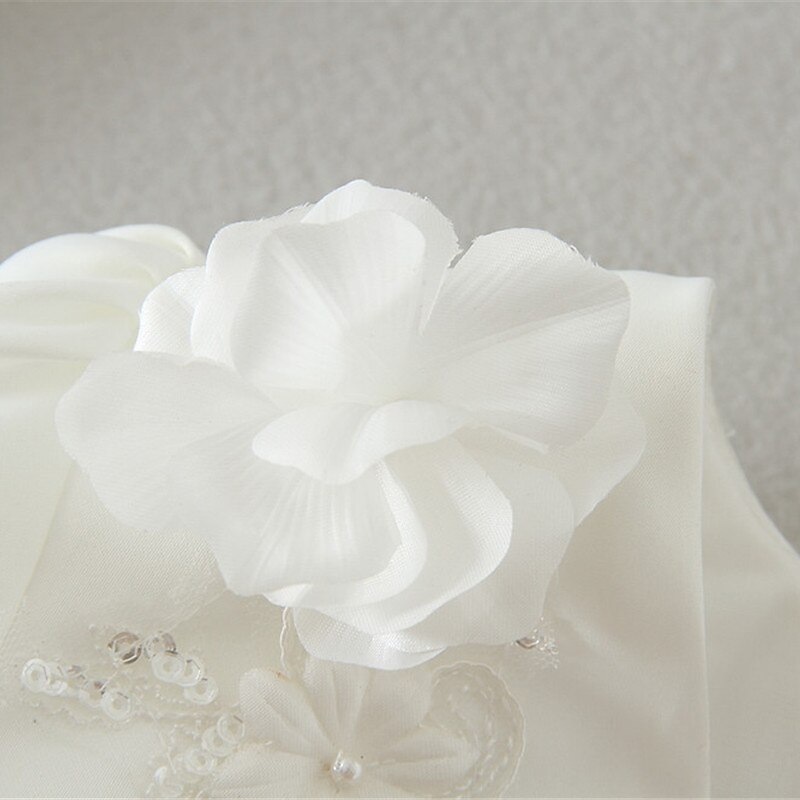 Kids Girls' Blouse Solid Color Wedding Long Sleeve Fashion Cotton 3-7 Years Summer White4