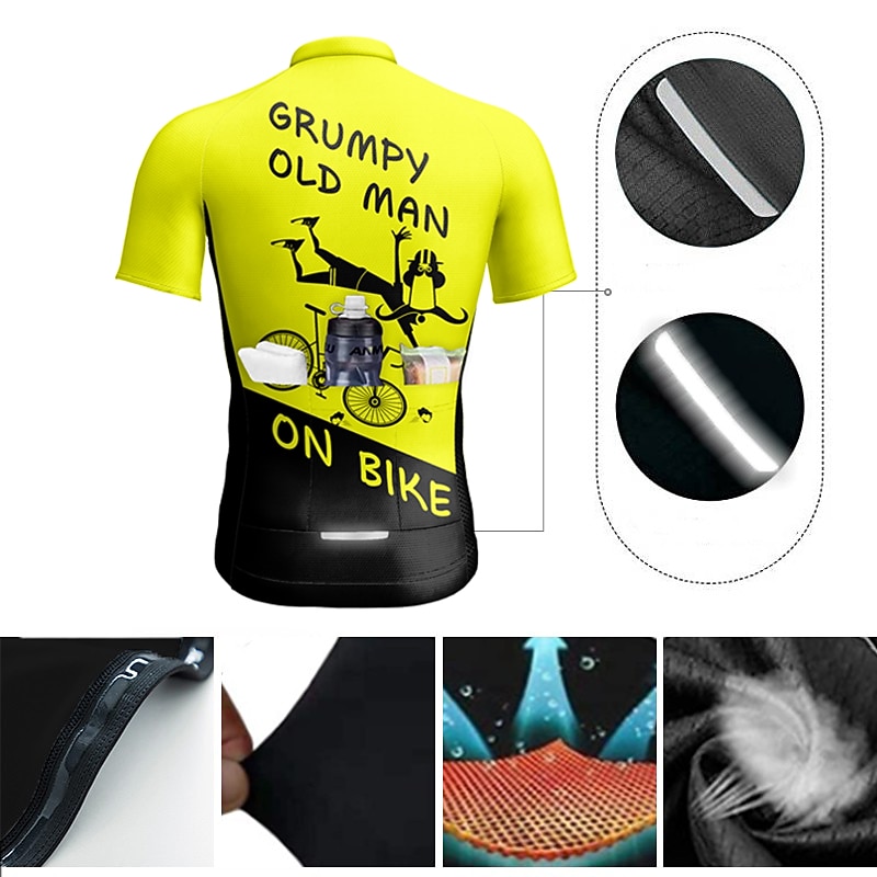 Men's Cycling Jersey Graphic Letter & Number Funny Short Sleeve Bike Top with 3 Rear Pockets Mountain Bike MTB Road Bike Cycling Quick Dry Reflective Strips Back Pocket Moisture Wicking Sports Dark3