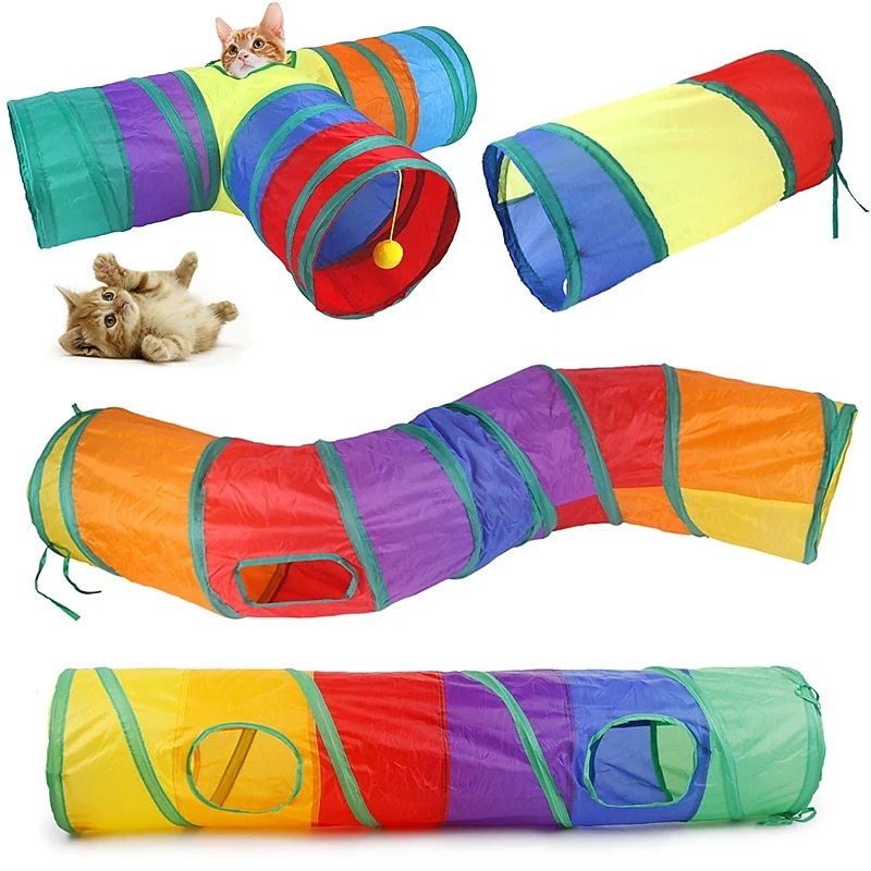 Cat Pets Toys Mouse Shape Balls Foldable Cat Kitten Play Tunnel Funny Cat Stick Mouse Supplies