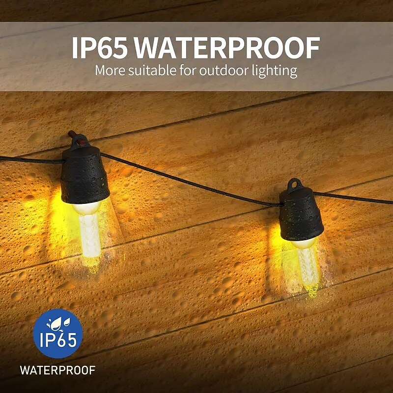 Flickering S14 Flame String Lights 5M 10 LED /10M 20LED String Lights for Outside Plug in Garden Lights for Halloween Christmas Connectable Backyard Decorative Lights Cafe Bistro Patio3