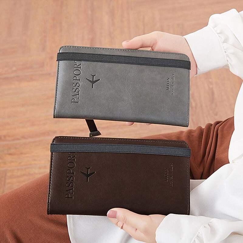 RFID Leather Passport Holder Portable Multi-function Document Package Ultra-thin Passport Credit Card Holder Travel Cover Case4