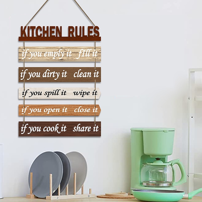 Wall Decoration Wall Hanging European Style Wall Decoration Wooden Tags Kitchen Bathroom Home Decoration Rules Wooden Tags Wall Hanging