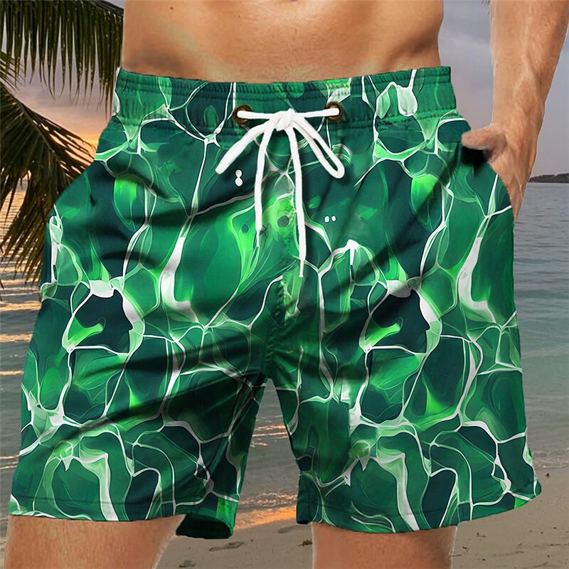 Men's Color Block Graphic Prints Swim Trunks Swim Shorts Board Shorts Mid Waist Hawaiian Boho Casual Daily Holiday Drawstring with Mesh lining Elastic Waist Designer Clothing Apparel2