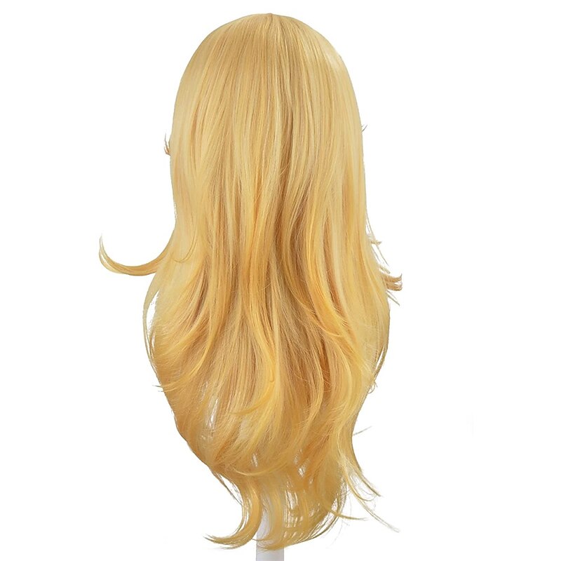 Golden Princess Wig with Bangs Yellow Long Wavy Film Cosplay Synthetic Blonde Wig for Party Anime Halloween Wigs2