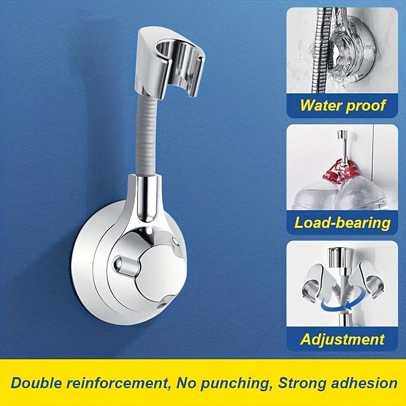 Shower Bracket, No-Punch Wall Mounted Shower Holder, 360° Rotating And Adjustable Handheld Shower Head Base, Strong Adhesive And Waterproof Bathroom Accessories2
