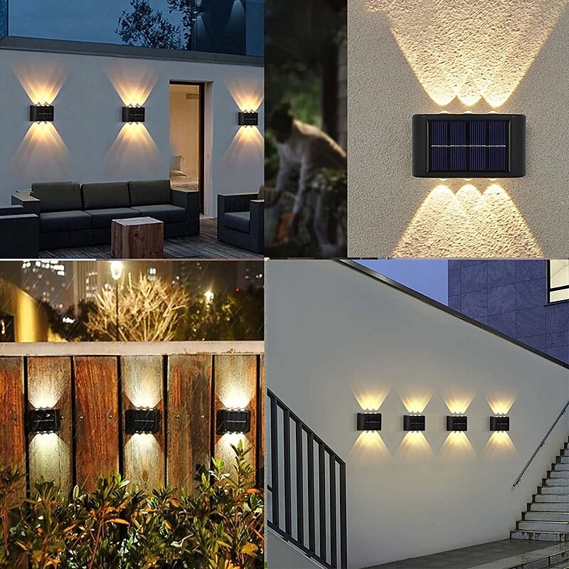 Solar Wall Lamp Glow Up and Down 6 LEDs Outdoor Waterproof Courtyard Light Outdoor Villa Wall Fence Porch Lighting Decoration Solar Wall Washing Lights 11