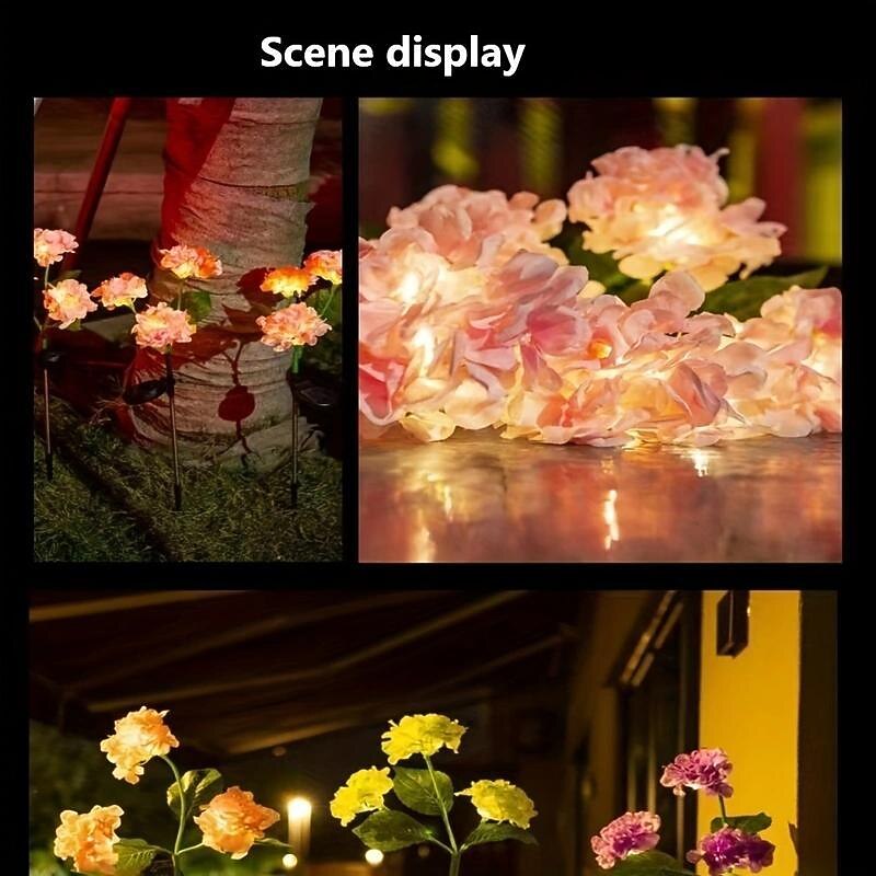 Hydrangea Solar Pathway Garden Stake Lights - Waterproof Solar Simulation Flower Floor Light for Villa, Courtyard, Lawn & Garden Decoration3