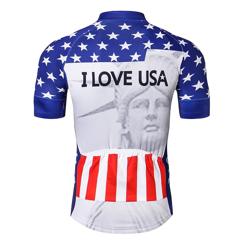 Men's Cycling Jersey I LOVE USA Pattern Short Sleeve Bike Jersey Top with 3 Rear Pockets Quick Dry Lightweight Soft Wicking Grey Sports Clothing Apparel2