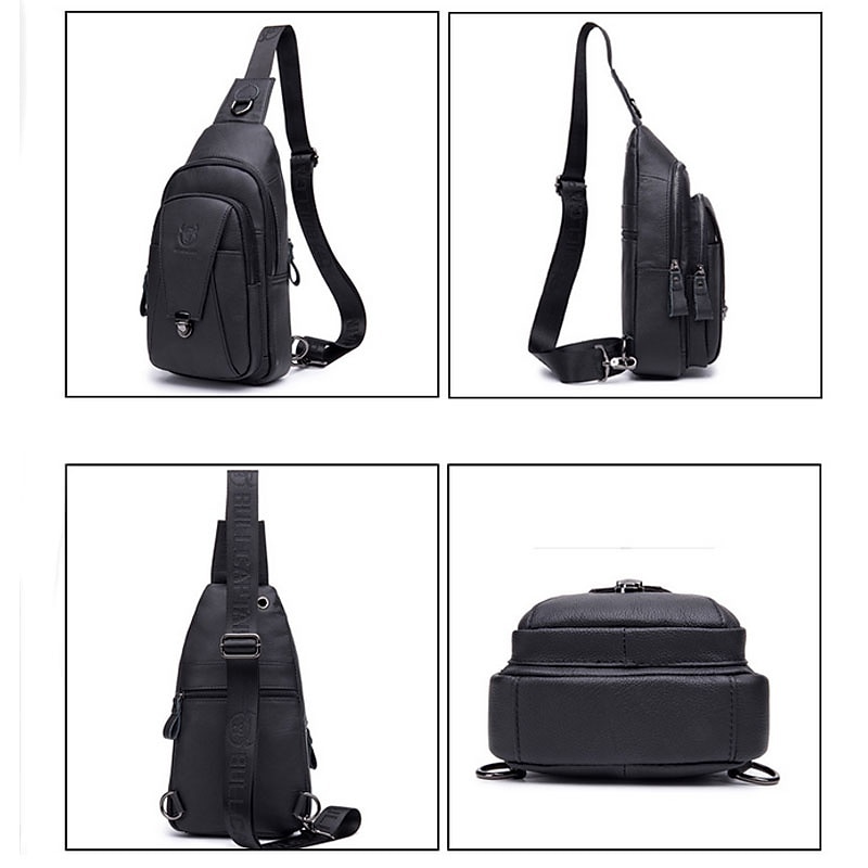 BULL CAPTAIN High Quality Men Genuine Leather Cowhide Vintage Chest Back Pack Travel fashion Cross Body Messenger Shoulder Bag 9