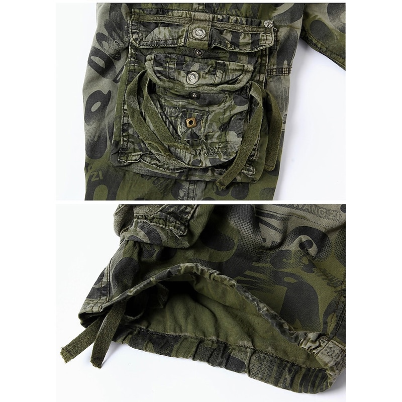 Men's Cargo Shorts Camo Shorts Hiking Shorts Multi Pocket Camouflage Camo / Camouflage Knee Length Daily Vintage Streetwear Army Green Blue4