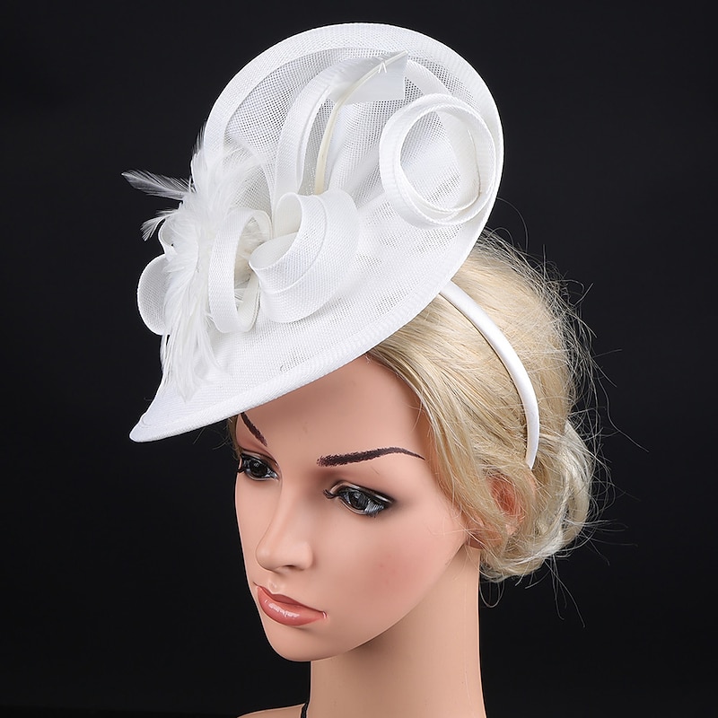Fascinators Kentucky Derby Hat Headwear Organza Polyester / Polyamide Bowler / Cloche Hat Fedora Hat Vintage Style Elegant With Feather Appliques Headpiece Headwear2