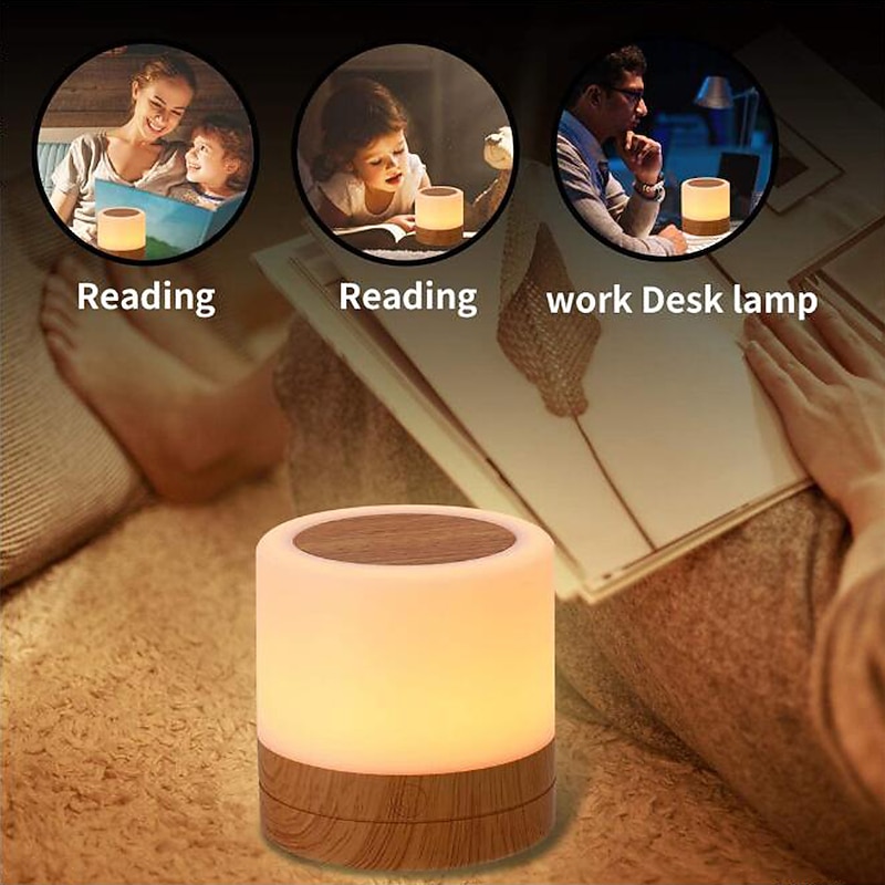 Night Light Touch Sensor Lamp Bedside Table Lamp for Kids Bedroom Rechargeable Dimmable Warm White Light + RGB Color Changing3