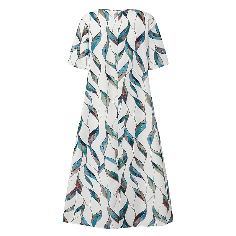 Women's Midi Dress Casual Dress Shift Dress Leaf Print Print V Neck Classic Casual Daily Vacation Half Sleeve Summer Spring3