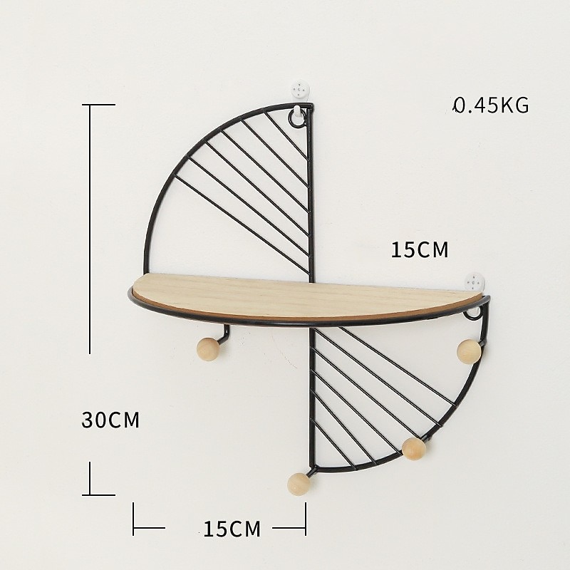 Metal Wall Art Decoration Shelf Hallway Wall Hanging Shelves for Living Room Artcrafts Features Display Rack Flower Pot Holder Tray Without Light3