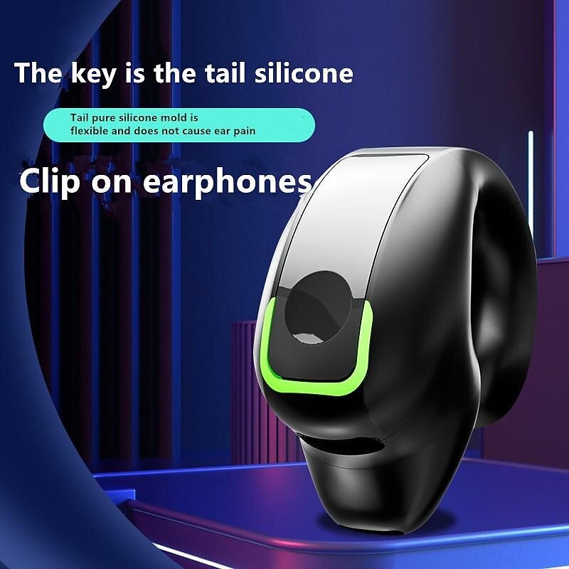 Painless Wear Ear-clip EarphonesTWS Bluetooth5.3 Single Ear Earphone with MicrophoneNoise Cancelling Touch Control Earphones2