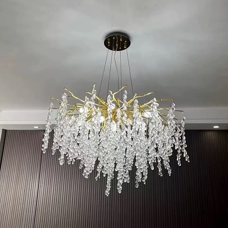 LED Chandeliers Modern Luxury, 60cm 8-Light Gold Crystal for Home Interiors Kitchen Bedroom Iron Art Tree Branch Lamp Creative Lamp Light Warm White/White 110-240V2