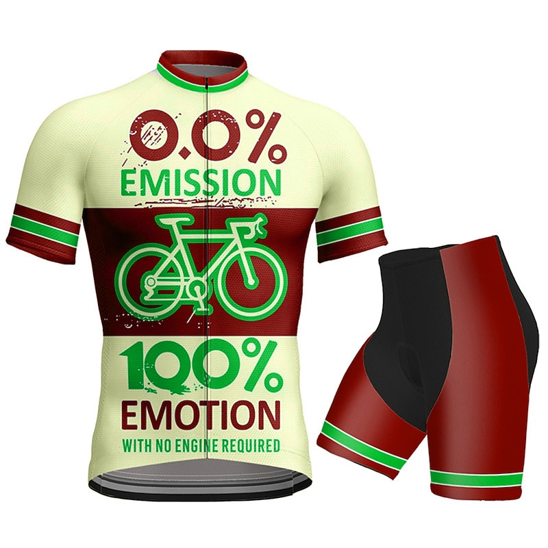 Men's Cycling Jersey with Shorts Short Sleeve Mountain Bike MTB Road Bike Cycling Black Wine khaki Graphic Bike Clothing Suit 3D Pad Breathable Quick Dry Back Pocket Polyester Spandex Sports Graphic4