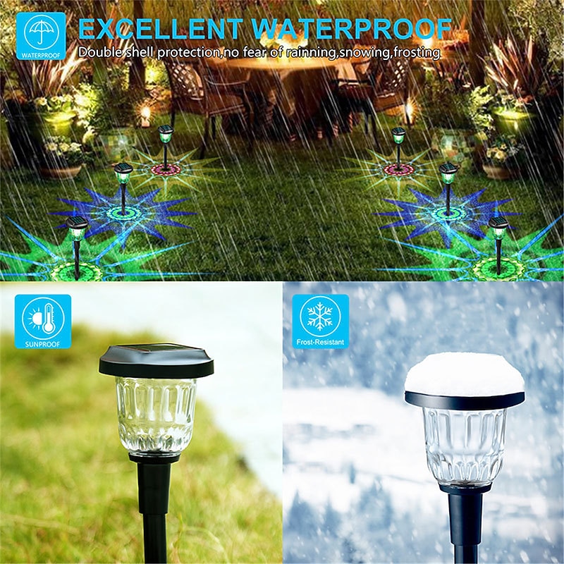 Solar Pathway Lights Color Changing Solar Garden Lights IP65 Waterproof Outdoor Landscape Path Lights for Yard Lawn Patio Driveway Decorative4