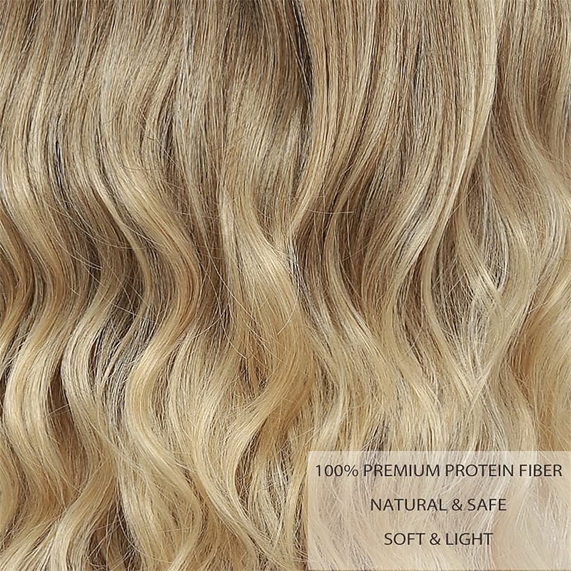Long Ombre Blonde Wigs for Women 26 inch Long Wavy Middle Part Wig Ombre Blonde Wigs Upgraded Protein Fiber Natural Looking Hair Replacement Wig Cosplay Costume Halloween Wig barbiecore Wigs2